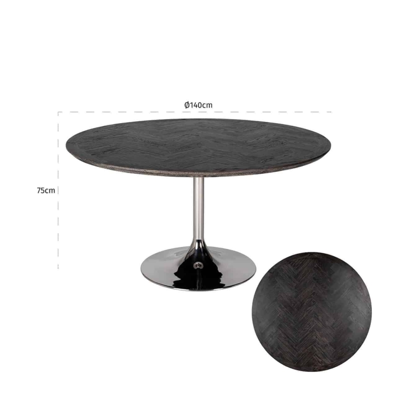 Blackbone étkezőasztal ezüst 140 cm